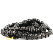 Natural Black Sandalwood Skull Mala Bracelet: Tibetan Buddhist Prayer 108 Beads