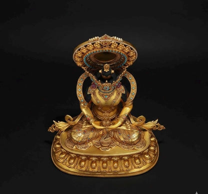 Amitayus Buddha Statue Nepal Gold Gilt Copper Long Life Buddha Statue Tibetan Buddhist Decor Buddha for Altar Home Meditation 10.6"-21.6"