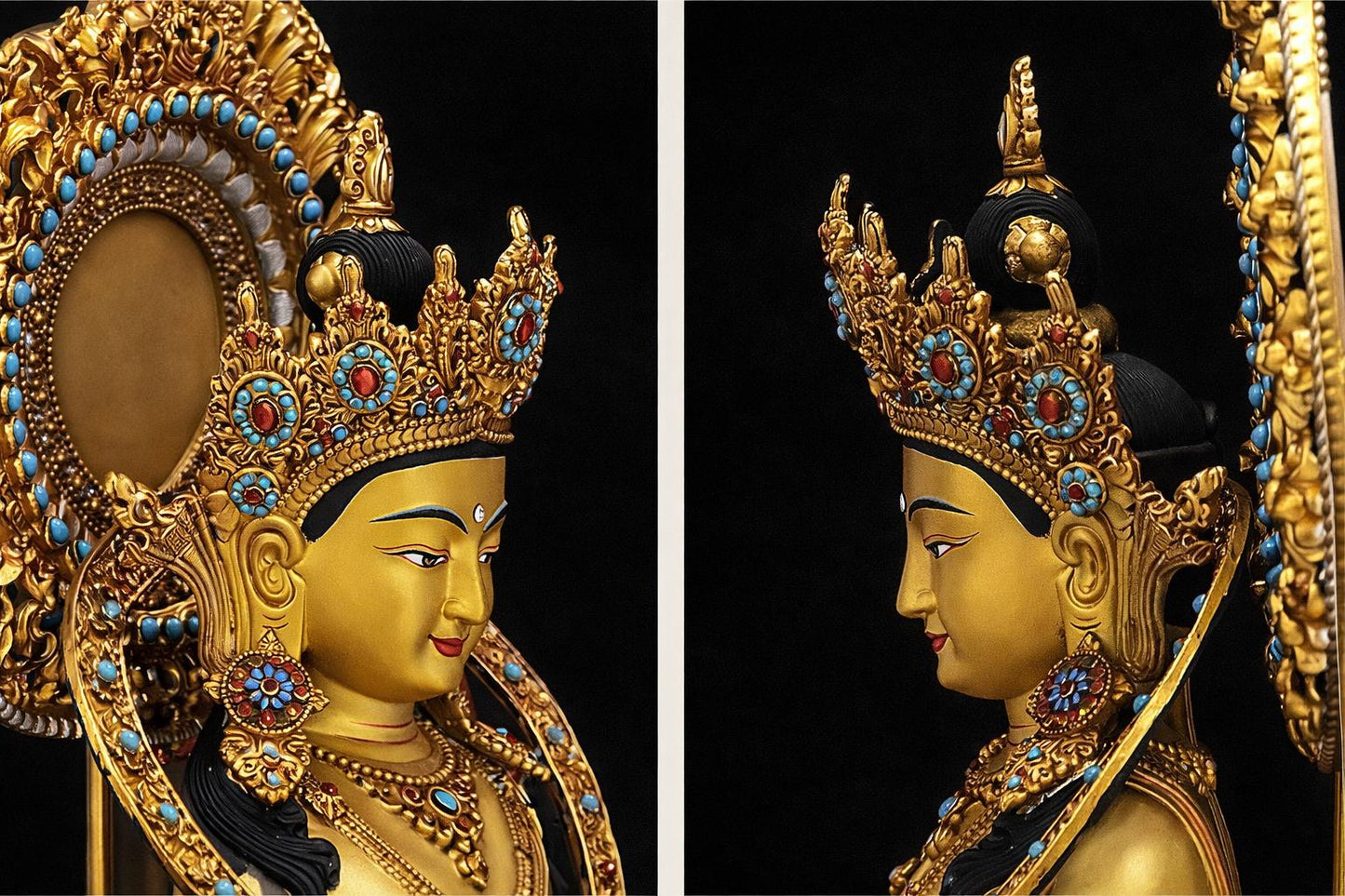 Amitayus Buddha Statue Nepal Gold Gilt Copper Long Life Buddha Statue Tibetan Buddhist Decor Buddha for Altar Home Meditation 10.6"-21.6"