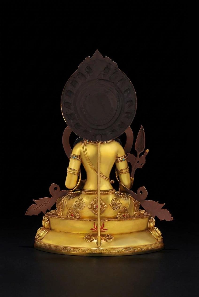 Nepal Handcrafted Ksitigarbha Bodhisattva Statue, Gilded Bronze Tibetan Buddha, Jizo Buddha Figurine, Buddhist Home Decor, Spiritual Gift