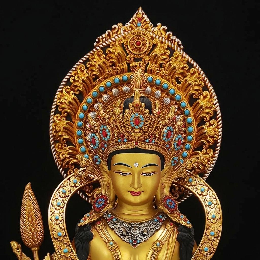 Nepal Handcrafted Ksitigarbha Bodhisattva Statue, Gilded Bronze Tibetan Buddha, Jizo Buddha Figurine, Buddhist Home Decor, Spiritual Gift