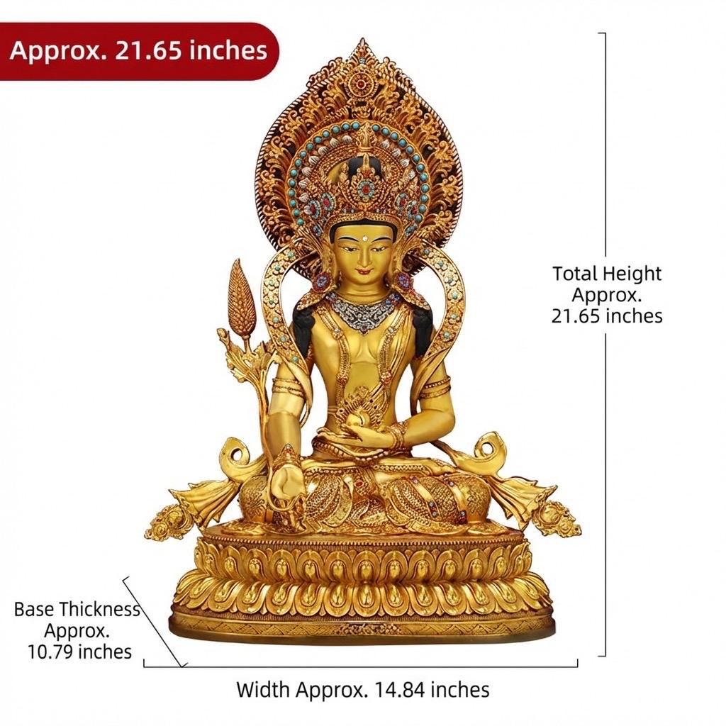 Nepal Handcrafted Ksitigarbha Bodhisattva Statue, Gilded Bronze Tibetan Buddha, Jizo Buddha Figurine, Buddhist Home Decor, Spiritual Gift