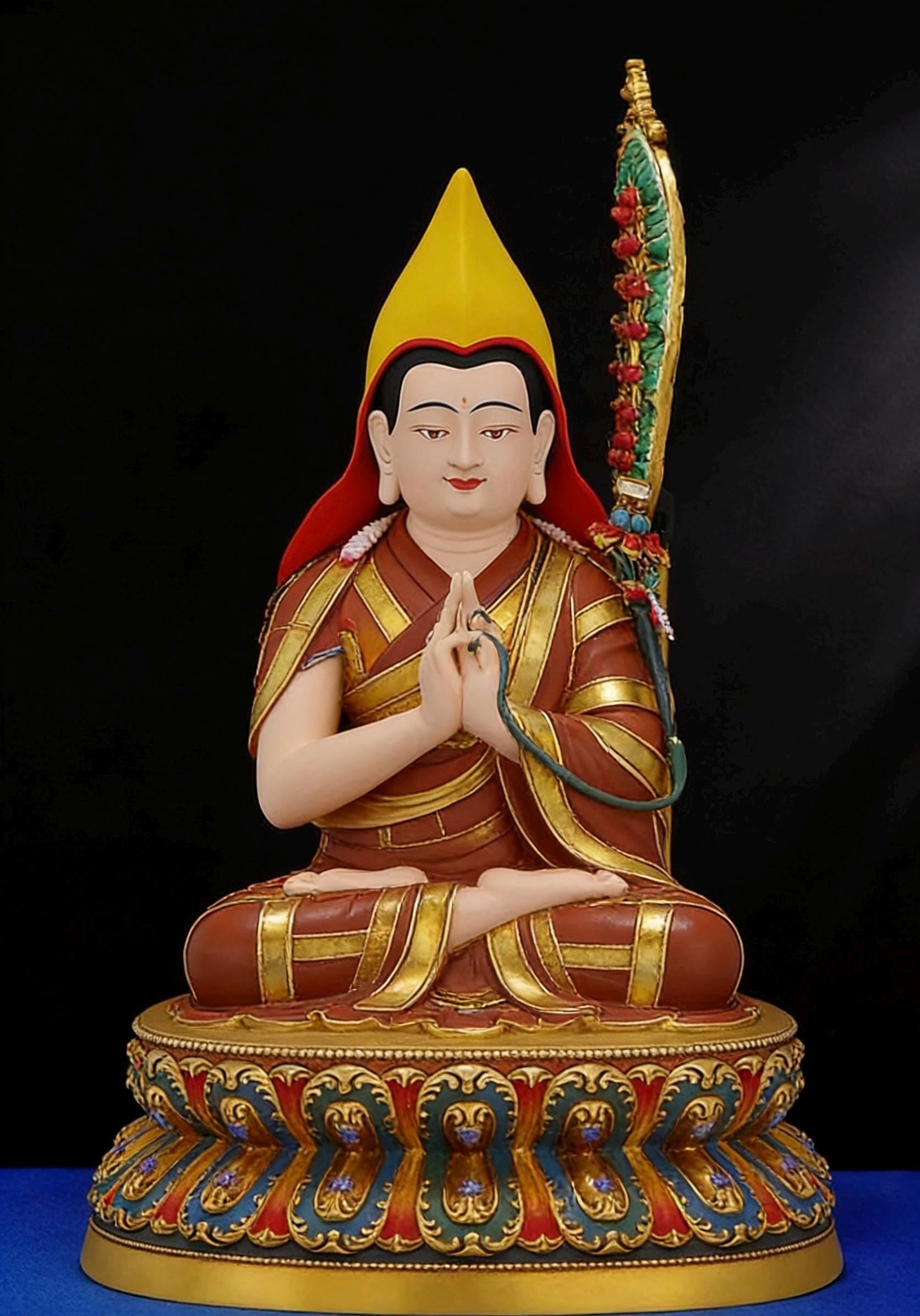 Hand-Painted Je Tsongkhapa Statue - Nepal Craft Copper Tibetan Buddha Figurine for Home Altar, Buddhist Art Decor, Gelug Founder