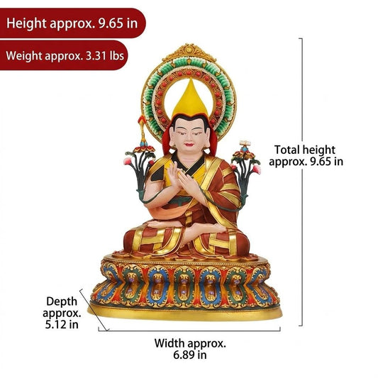 Hand-Painted Je Tsongkhapa Statue - Nepal Craft Copper Tibetan Buddha Figurine for Home Altar, Buddhist Art Decor, Gelug Founder