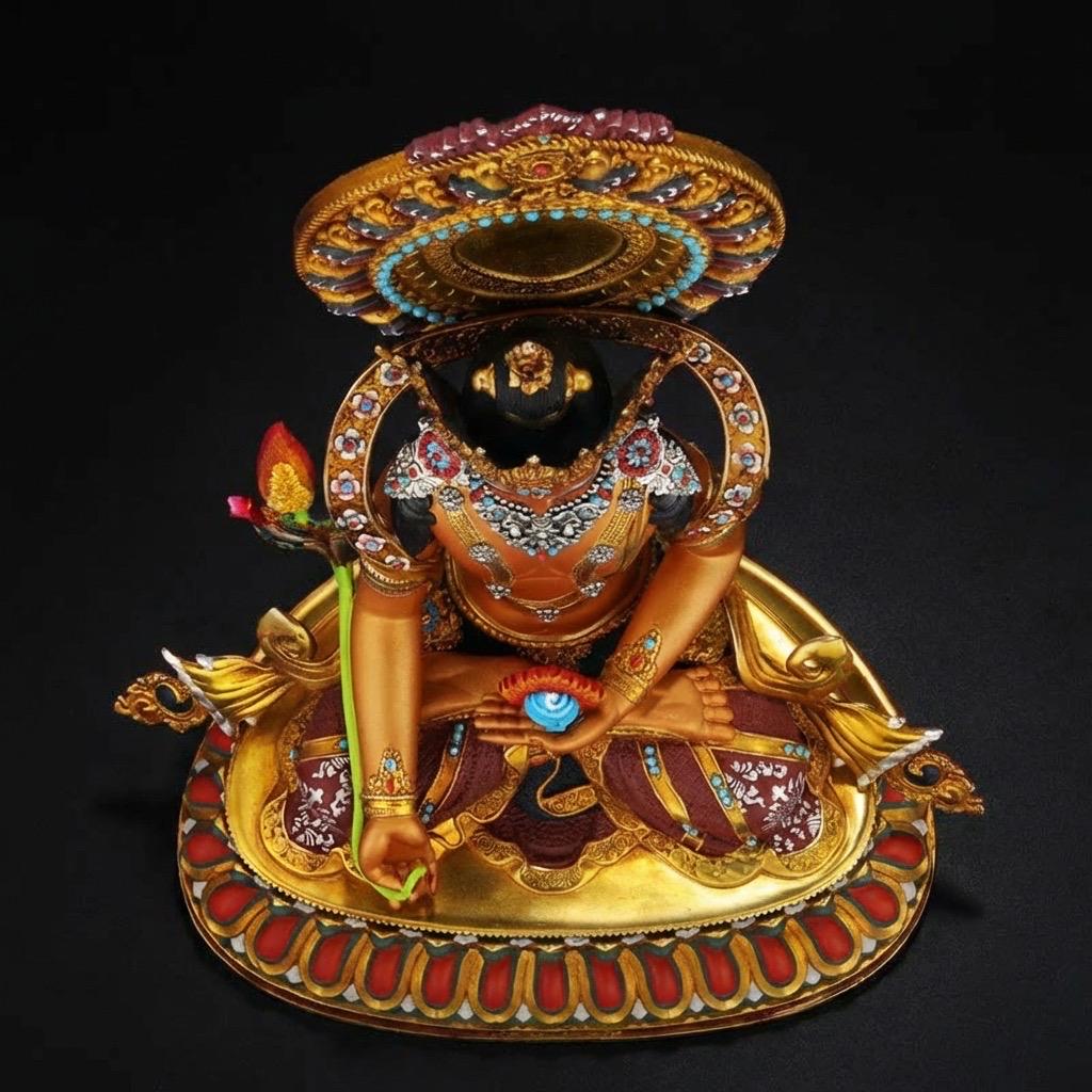 Painted Ksitigarbha Bodhisattva, Tibetan Gilded Copper Buddha Statue from Nepal, Earth Store Bodhisattva Altar Decor, Buddhist Ritual Art