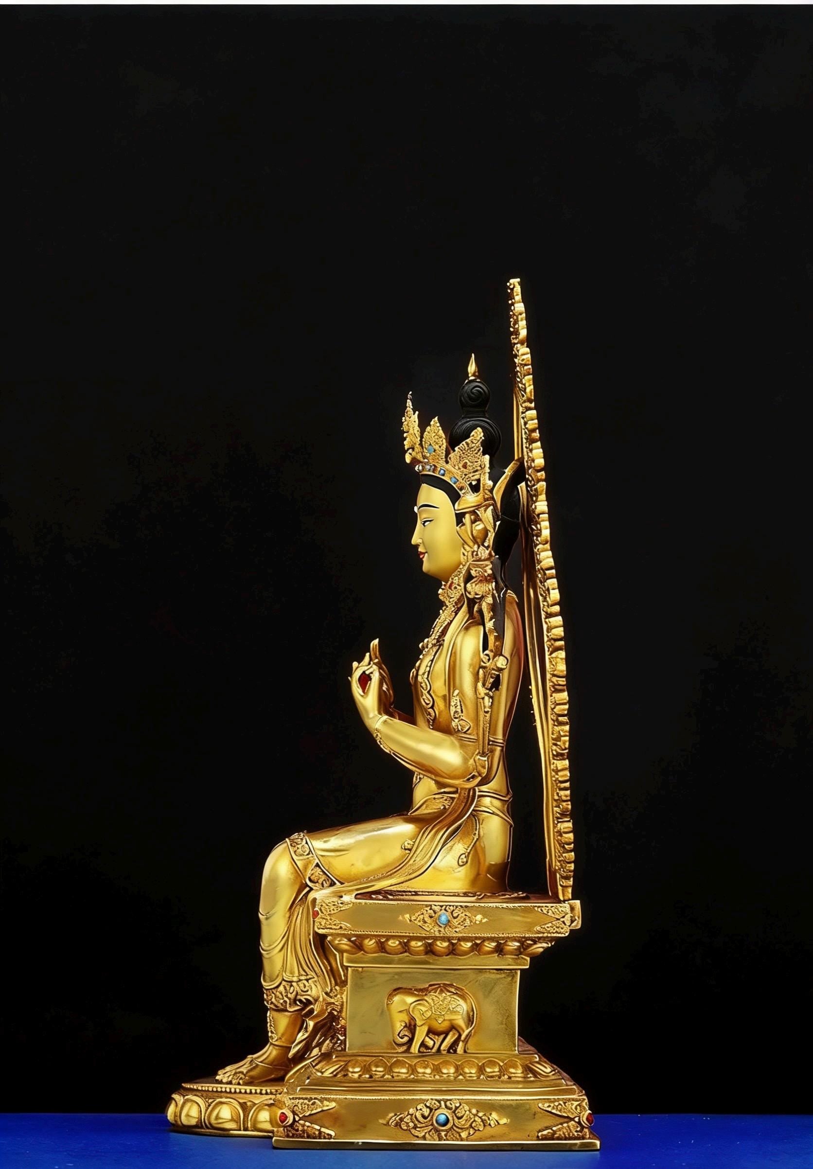 Nepalese Gilt Copper Maitreya Buddha Statue, Handcrafted Tibetan Jampa Future Buddha Sculpture, Buddhist Home Altar Decor