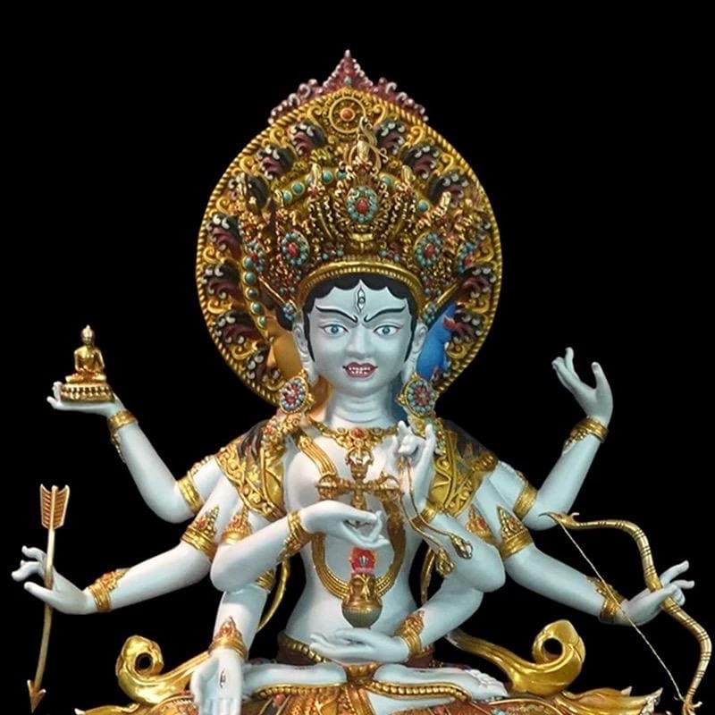 Handmade Tibetan Ushnishavijaya Statue - Nepali Painted Copper Buddha - Namgyalma Goddess for Longevity & Healing - Sacred Buddhist Art 10.6
