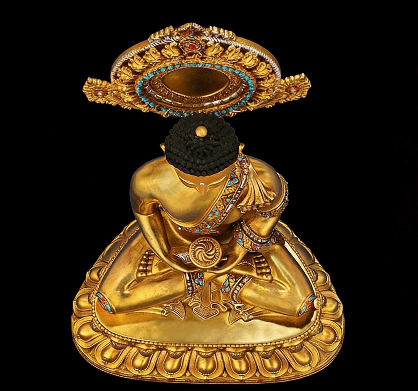 Amitabha Buddha Statue - Nepal Gilt Bronze Craft - Tibetan Buddhism Figurine, Handcrafted Medicine Buddha Ritual Decor, Spiritual Zen Gift