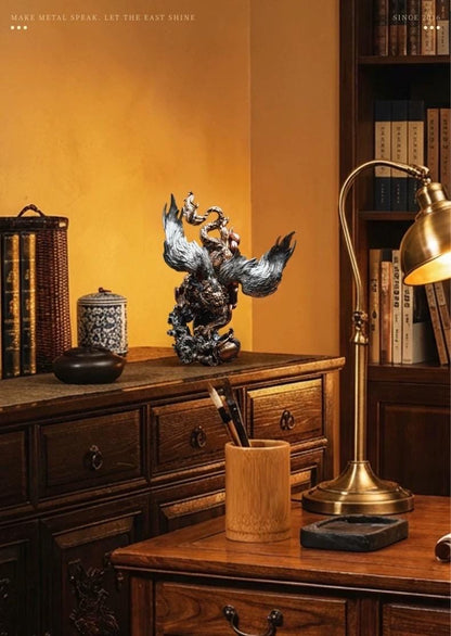 Brass Pi Xiu Figurine Feng Shui Wealth Guardian Statue, Chinese Auspicious Beast Sculpture for Office Desk Decor, Housewarming Business Gift