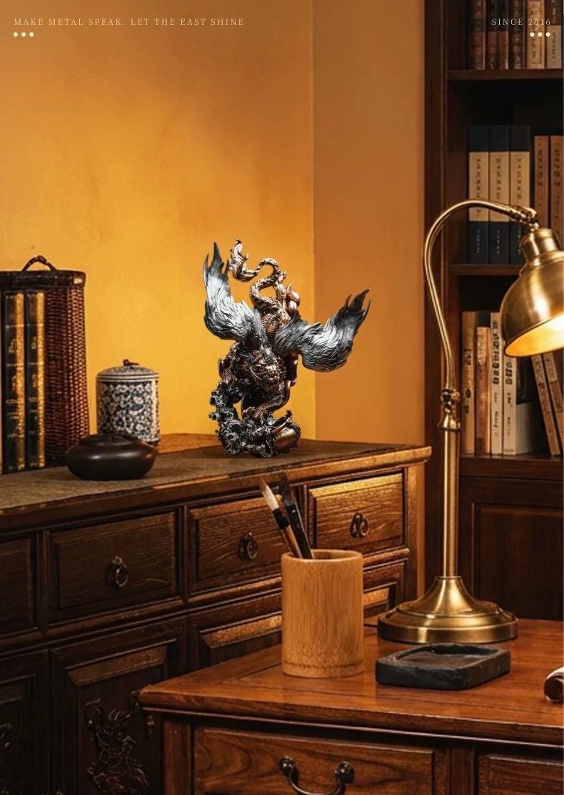 Brass Pi Xiu Figurine Feng Shui Wealth Guardian Statue, Chinese Auspicious Beast Sculpture for Office Desk Decor, Housewarming Business Gift