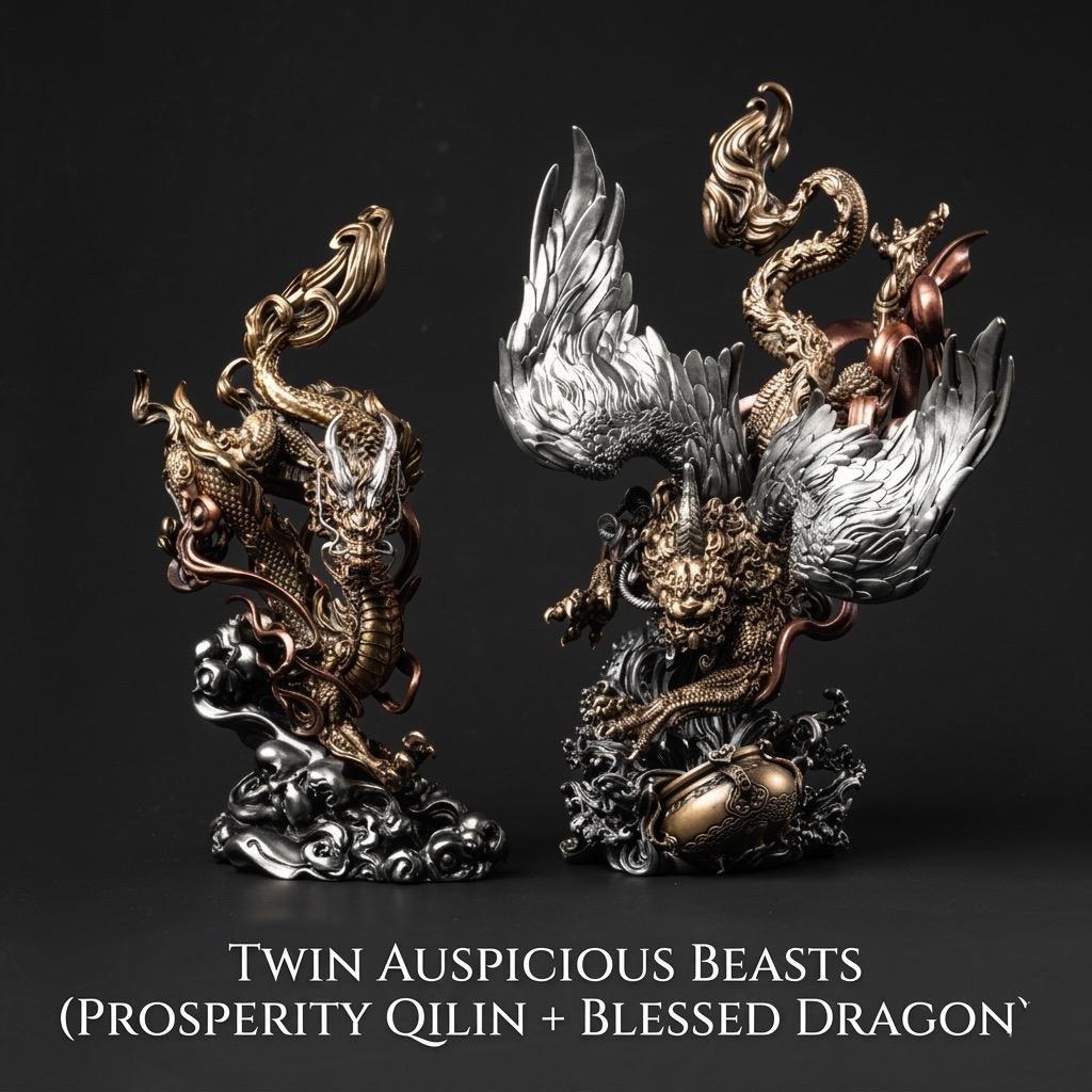 Brass Pi Xiu Figurine Feng Shui Wealth Guardian Statue, Chinese Auspicious Beast Sculpture for Office Desk Decor, Housewarming Business Gift