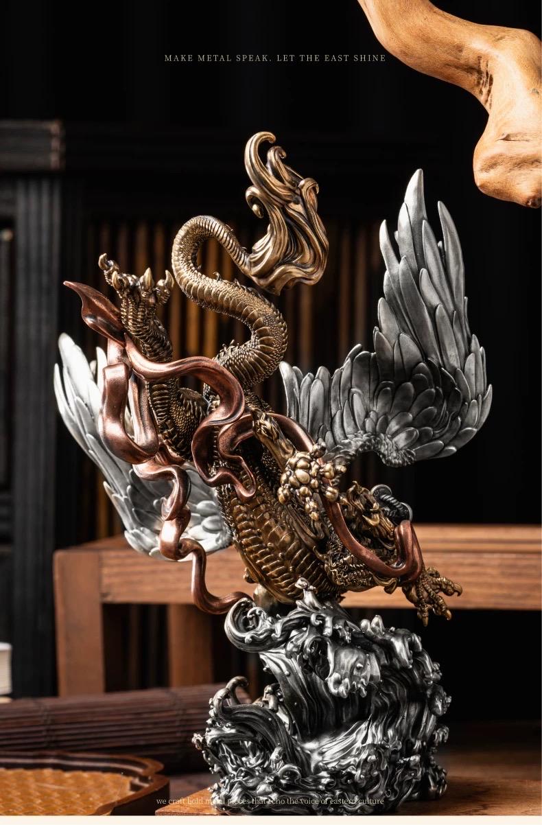 Brass Pi Xiu Figurine Feng Shui Wealth Guardian Statue, Chinese Auspicious Beast Sculpture for Office Desk Decor, Housewarming Business Gift