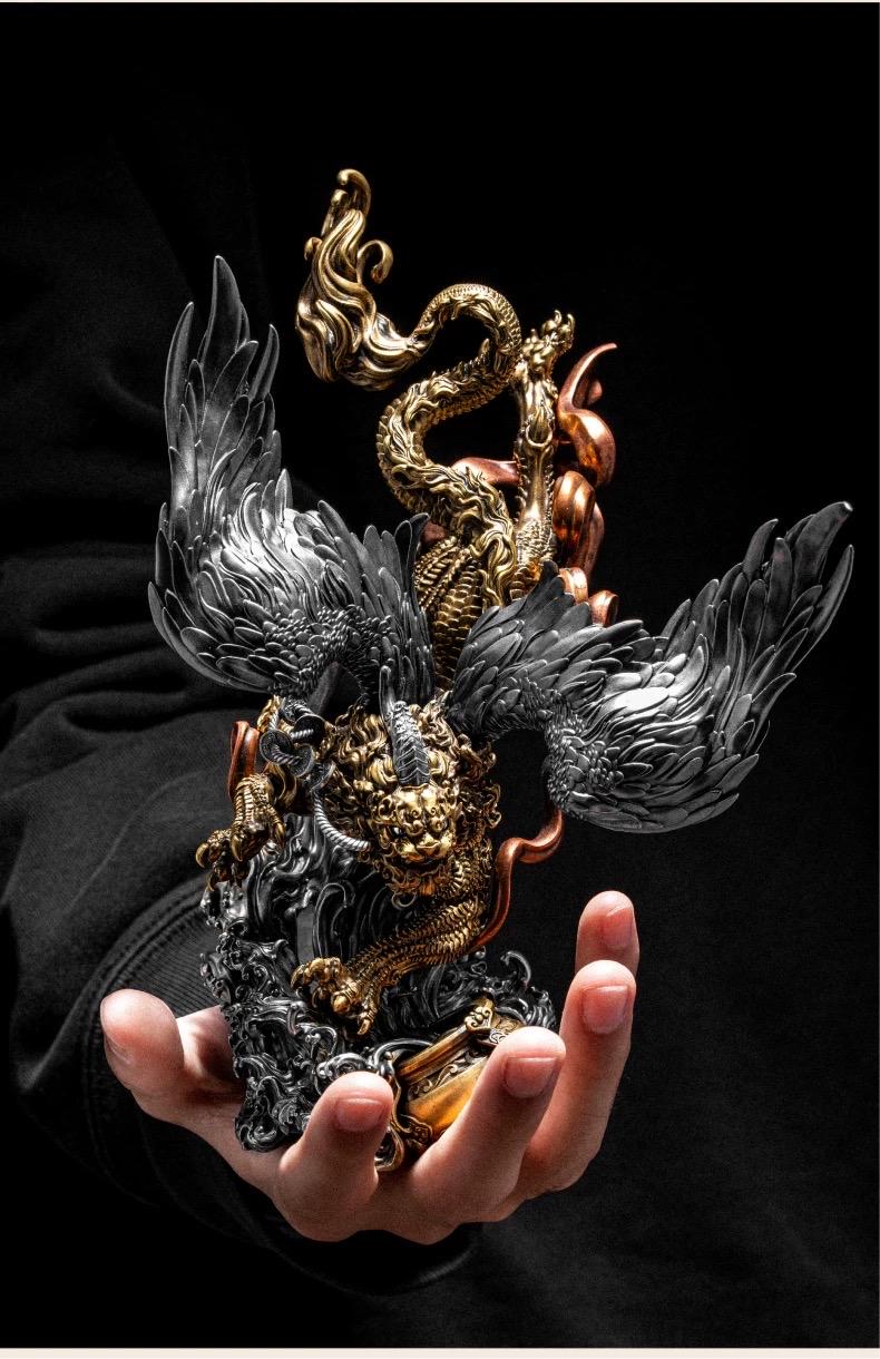 Brass Pi Xiu Figurine Feng Shui Wealth Guardian Statue, Chinese Auspicious Beast Sculpture for Office Desk Decor, Housewarming Business Gift