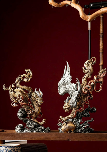 Brass Pi Xiu Figurine Feng Shui Wealth Guardian Statue, Chinese Auspicious Beast Sculpture for Office Desk Decor, Housewarming Business Gift