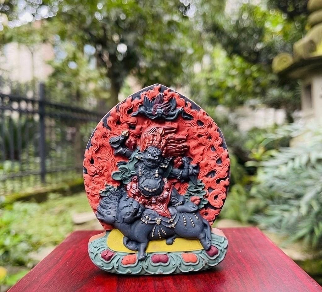 Wrathful Vajra Armor Guru Rinpoche Tsa Tsa, Jonang Dzambala Relics, Tibetan Buddhist Protection Amulet, Handmade Sacred Altar Statue