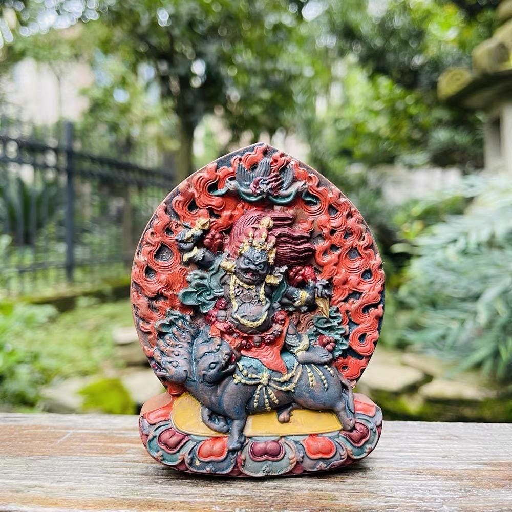 Wrathful Vajra Armor Guru Rinpoche Tsa Tsa, Jonang Dzambala Relics, Tibetan Buddhist Protection Amulet, Handmade Sacred Altar Statue