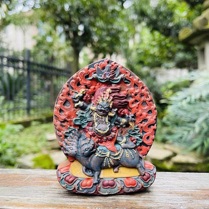 Wrathful Vajra Armor Guru Rinpoche Tsa Tsa, Jonang Dzambala Relics, Tibetan Buddhist Protection Amulet, Handmade Sacred Altar Statue