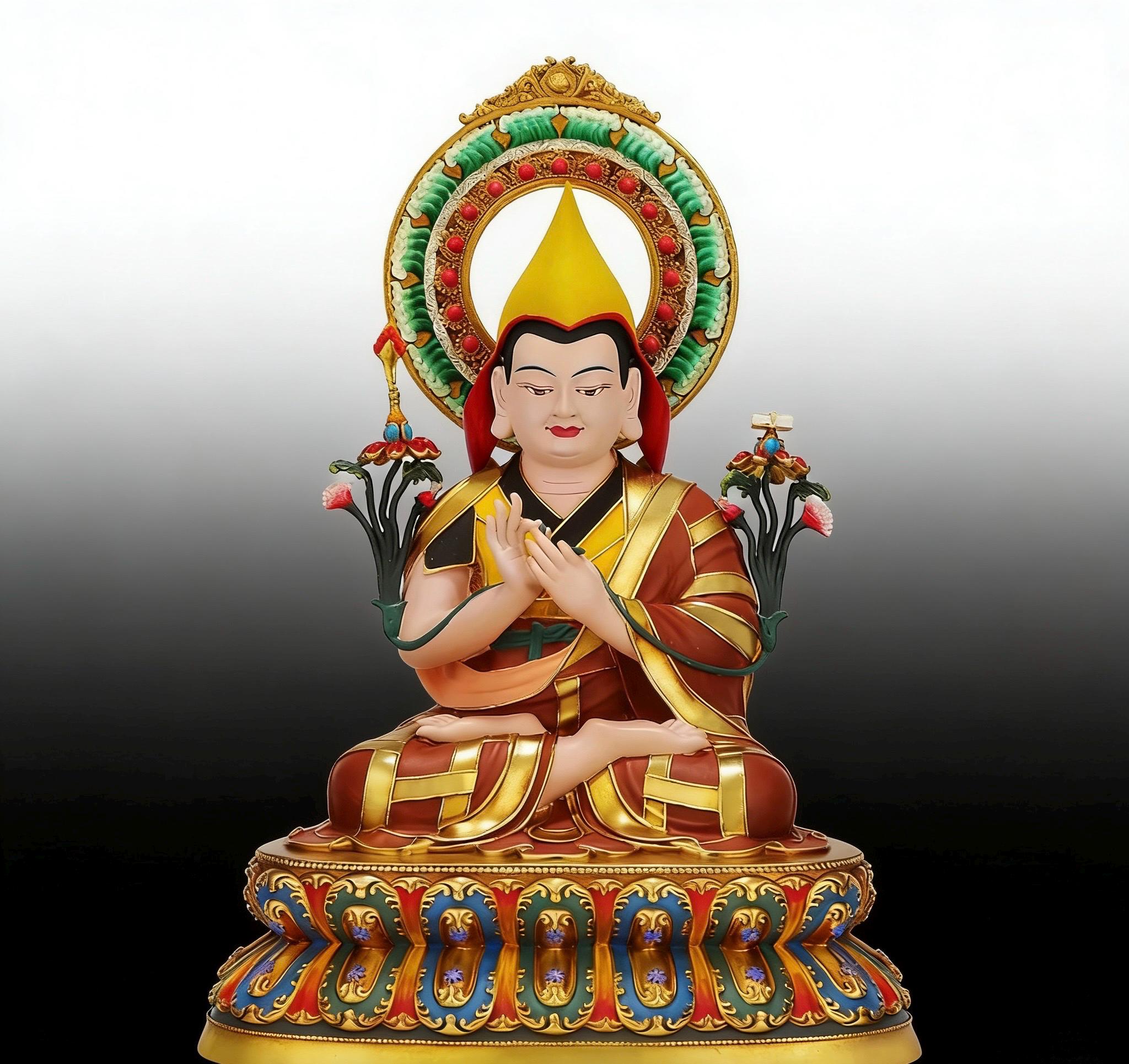 Hand-Painted Je Tsongkhapa Statue - Nepal Craft Copper Tibetan Buddha Figurine for Home Altar, Buddhist Art Decor, Gelug Founder