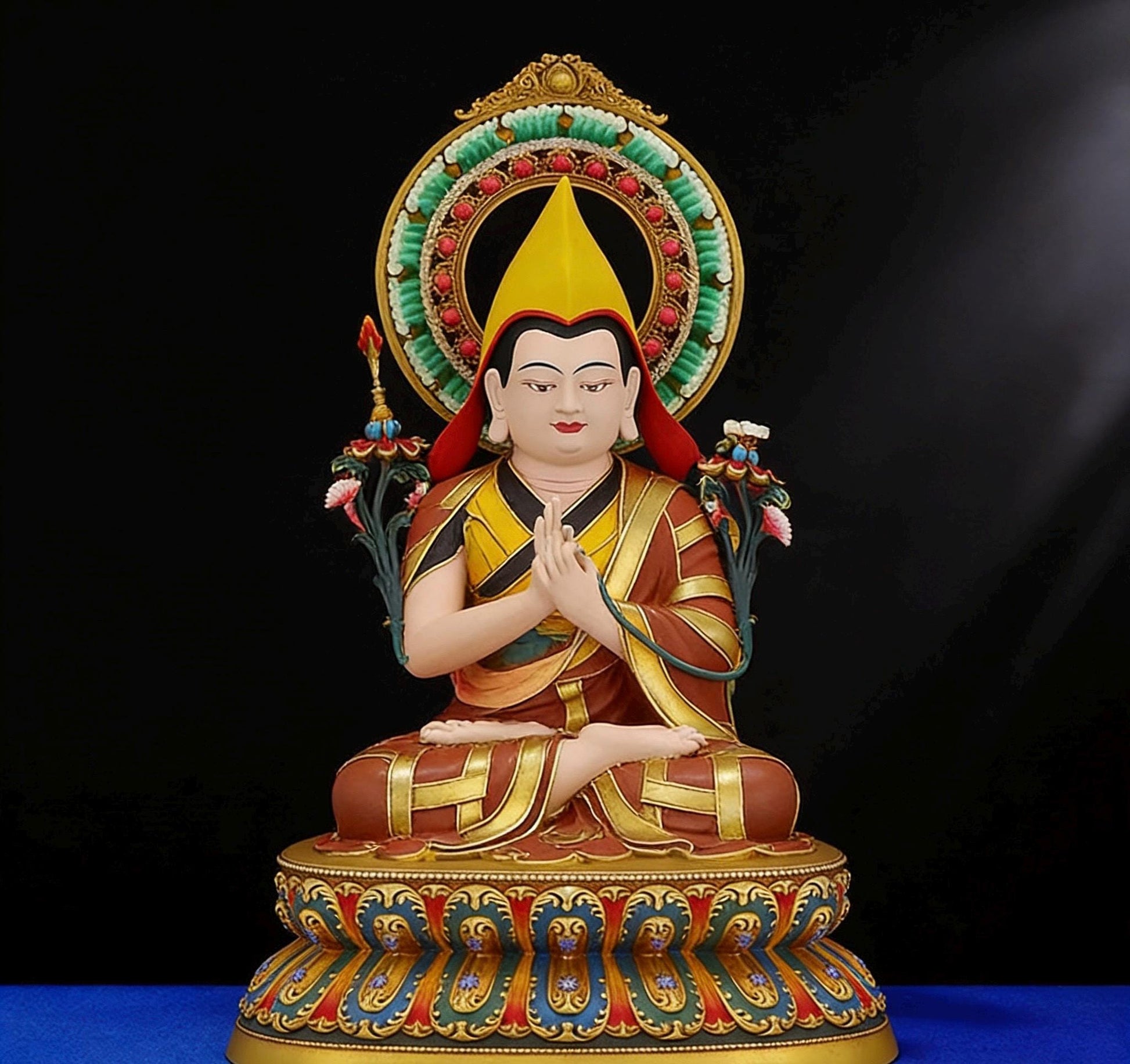 Hand-Painted Je Tsongkhapa Statue - Nepal Craft Copper Tibetan Buddha Figurine for Home Altar, Buddhist Art Decor, Gelug Founder
