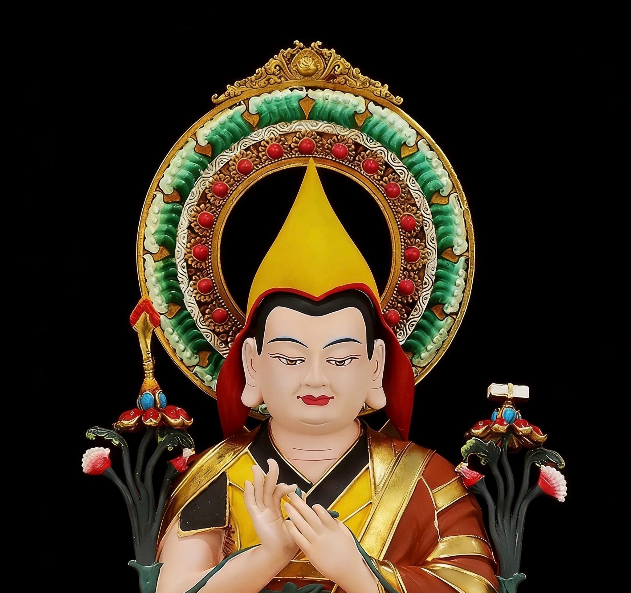 Hand-Painted Je Tsongkhapa Statue - Nepal Craft Copper Tibetan Buddha Figurine for Home Altar, Buddhist Art Decor, Gelug Founder