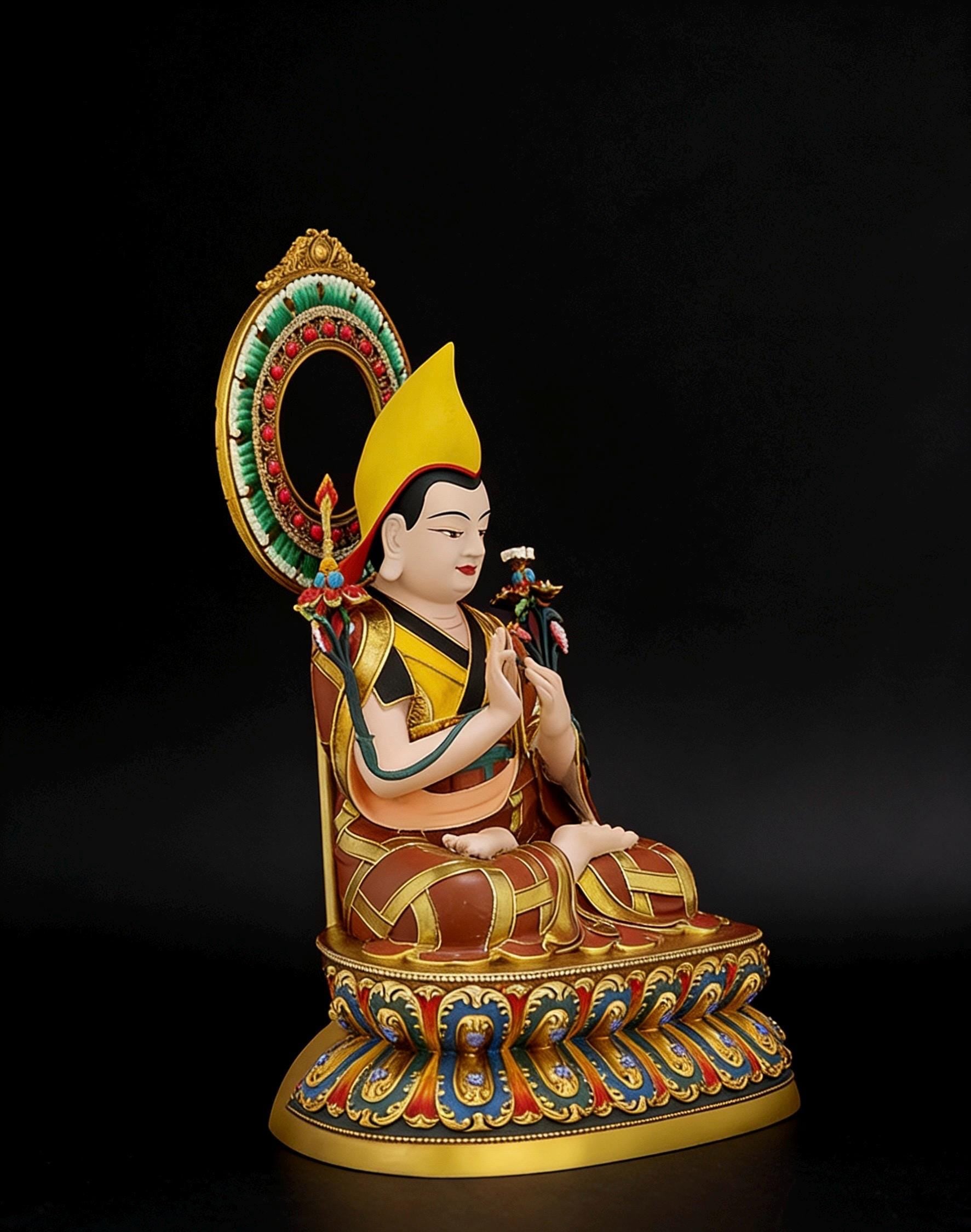 Hand-Painted Je Tsongkhapa Statue - Nepal Craft Copper Tibetan Buddha Figurine for Home Altar, Buddhist Art Decor, Gelug Founder