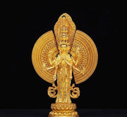 Gilt Bronze Thousand-Armed Avalokiteshvara Statue, Nepal Craft Guanyin Buddha, Bodhisattva of Compassion, Tibetan Buddhist Decor