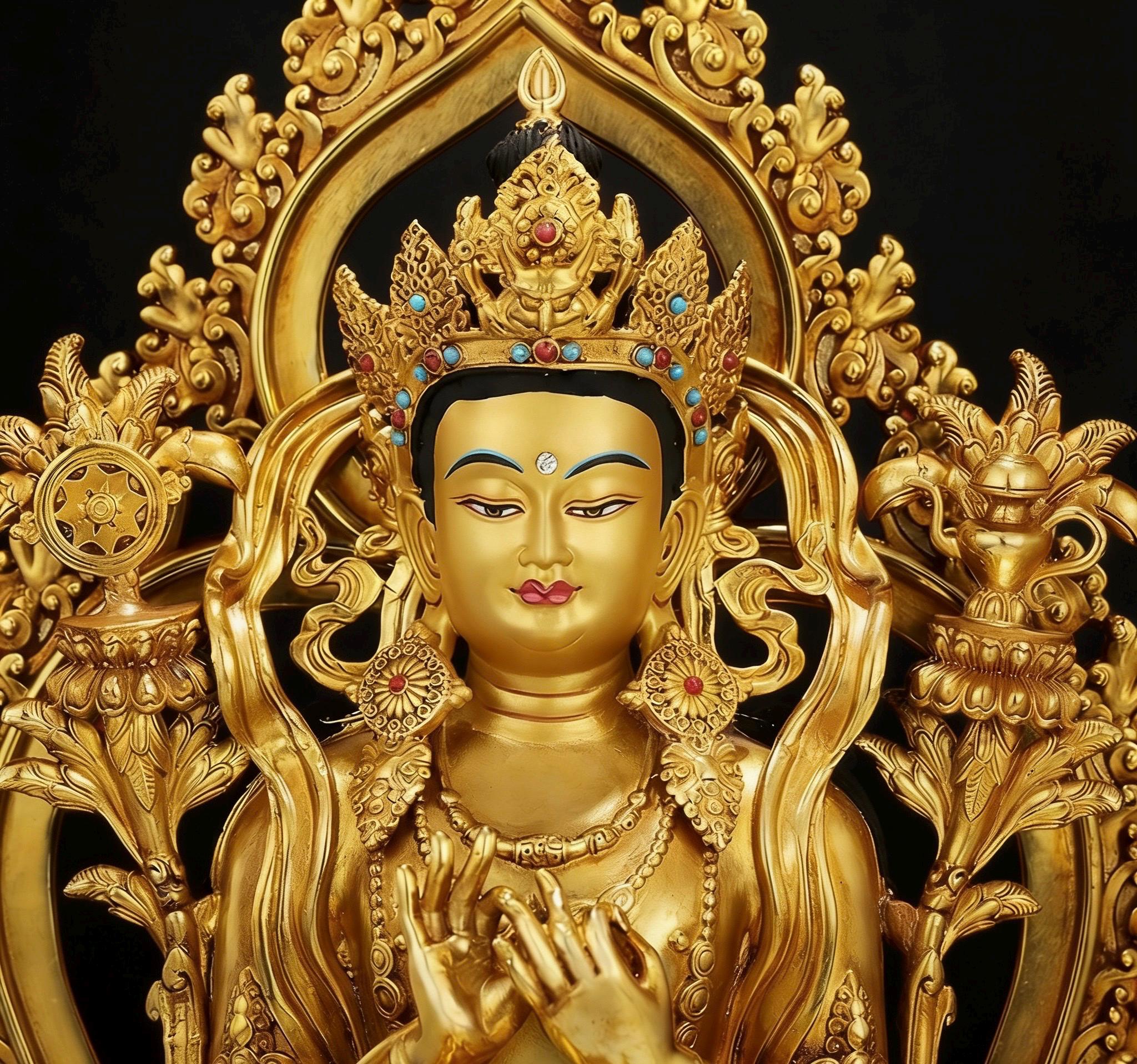 Nepalese Gilt Copper Maitreya Buddha Statue, Handcrafted Tibetan Jampa Future Buddha Sculpture, Buddhist Home Altar Decor