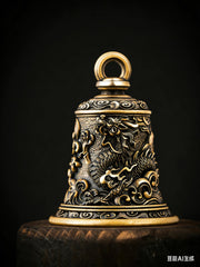 Brass Dragon Bell Pendant: Tibetan Buddhist Amulet Necklace