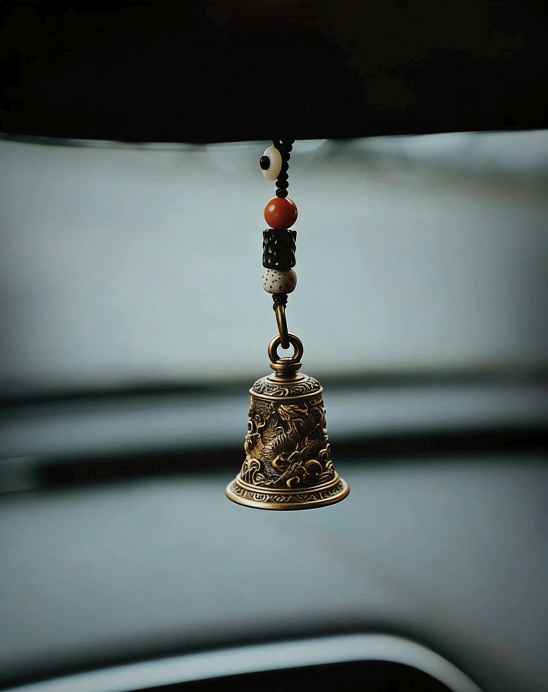 Brass Dragon Bell Pendant: Tibetan Buddhist Amulet Necklace