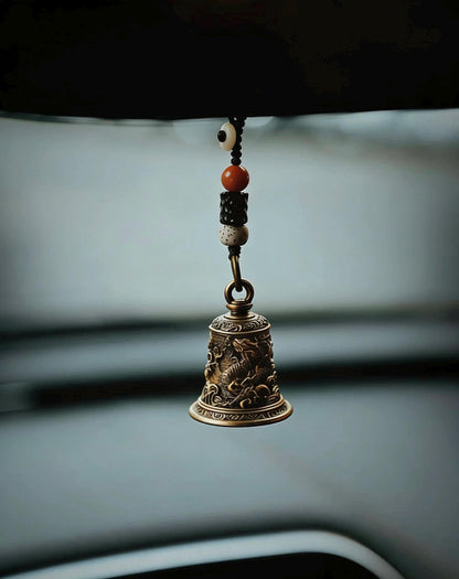 Brass Dragon Bell Pendant: Tibetan Buddhist Amulet Necklace