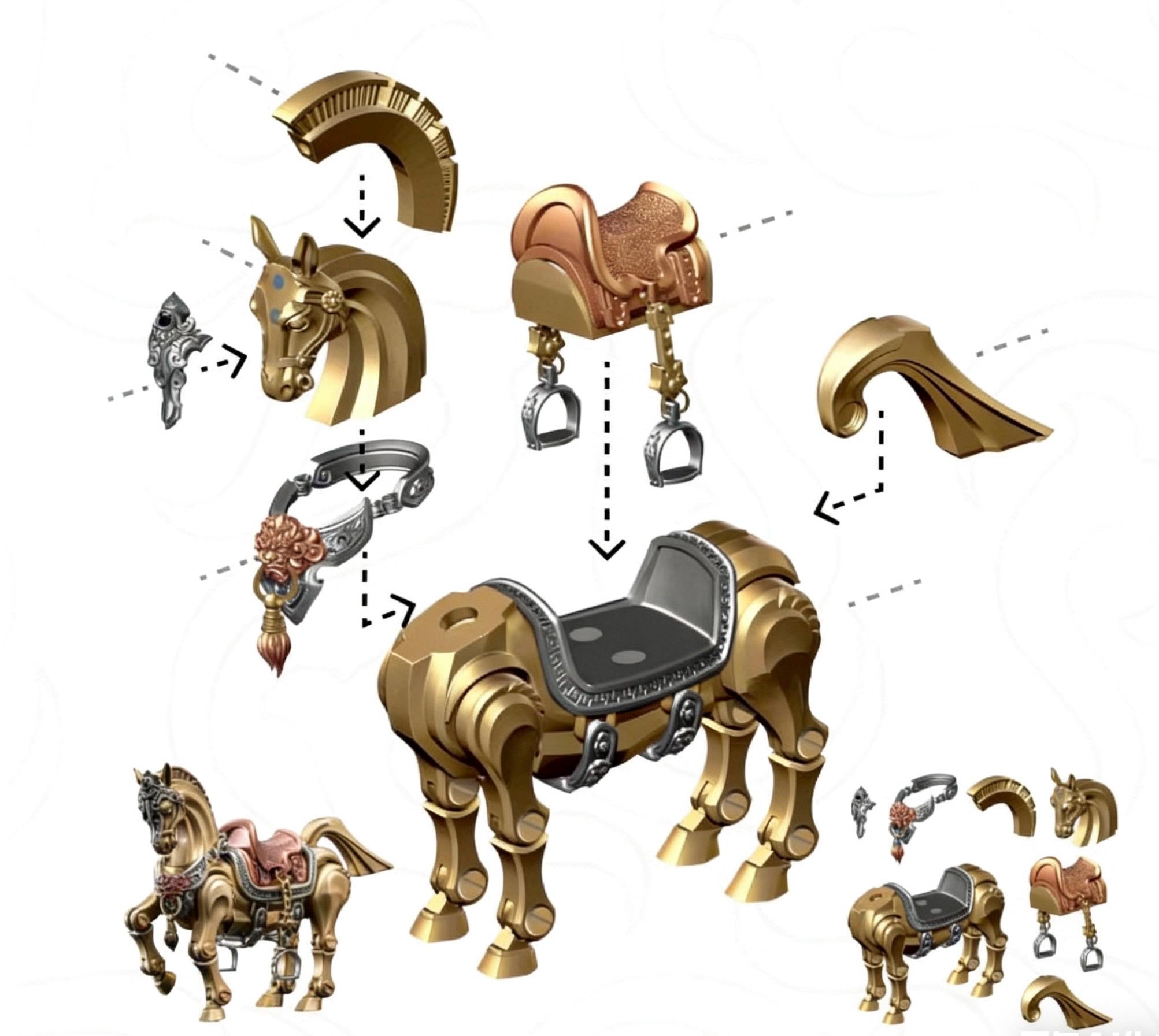 War Horse Magnetic Metal Figure – Articulated Assembly Model Decor