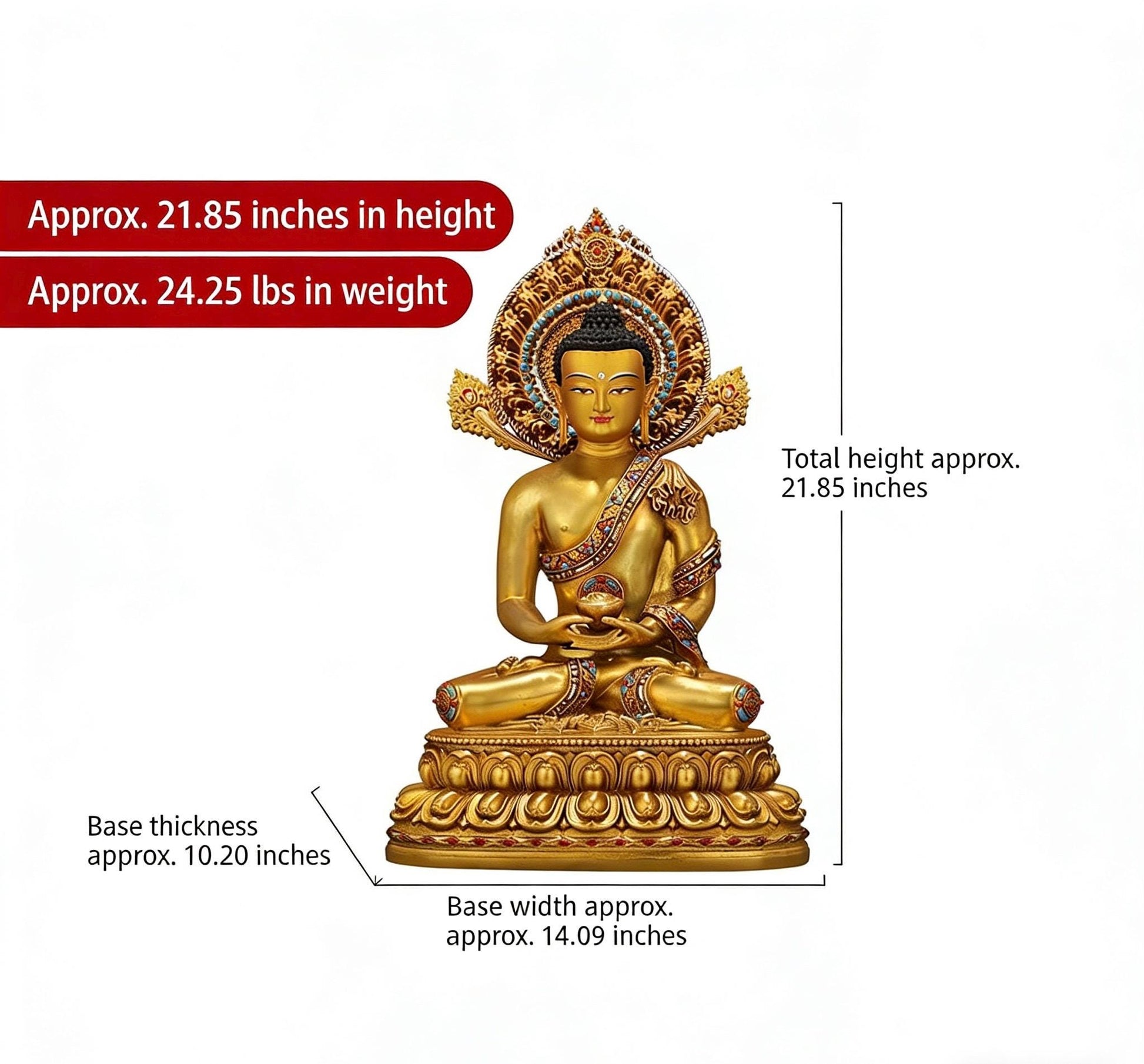 Amitabha Buddha Statue - Nepal Gilt Bronze Craft - Tibetan Buddhism Figurine, Handcrafted Medicine Buddha Ritual Decor, Spiritual Zen Gift