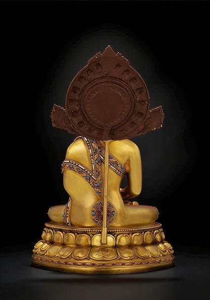 Amitabha Buddha Statue - Nepal Gilt Bronze Craft - Tibetan Buddhism Figurine, Handcrafted Medicine Buddha Ritual Decor, Spiritual Zen Gift