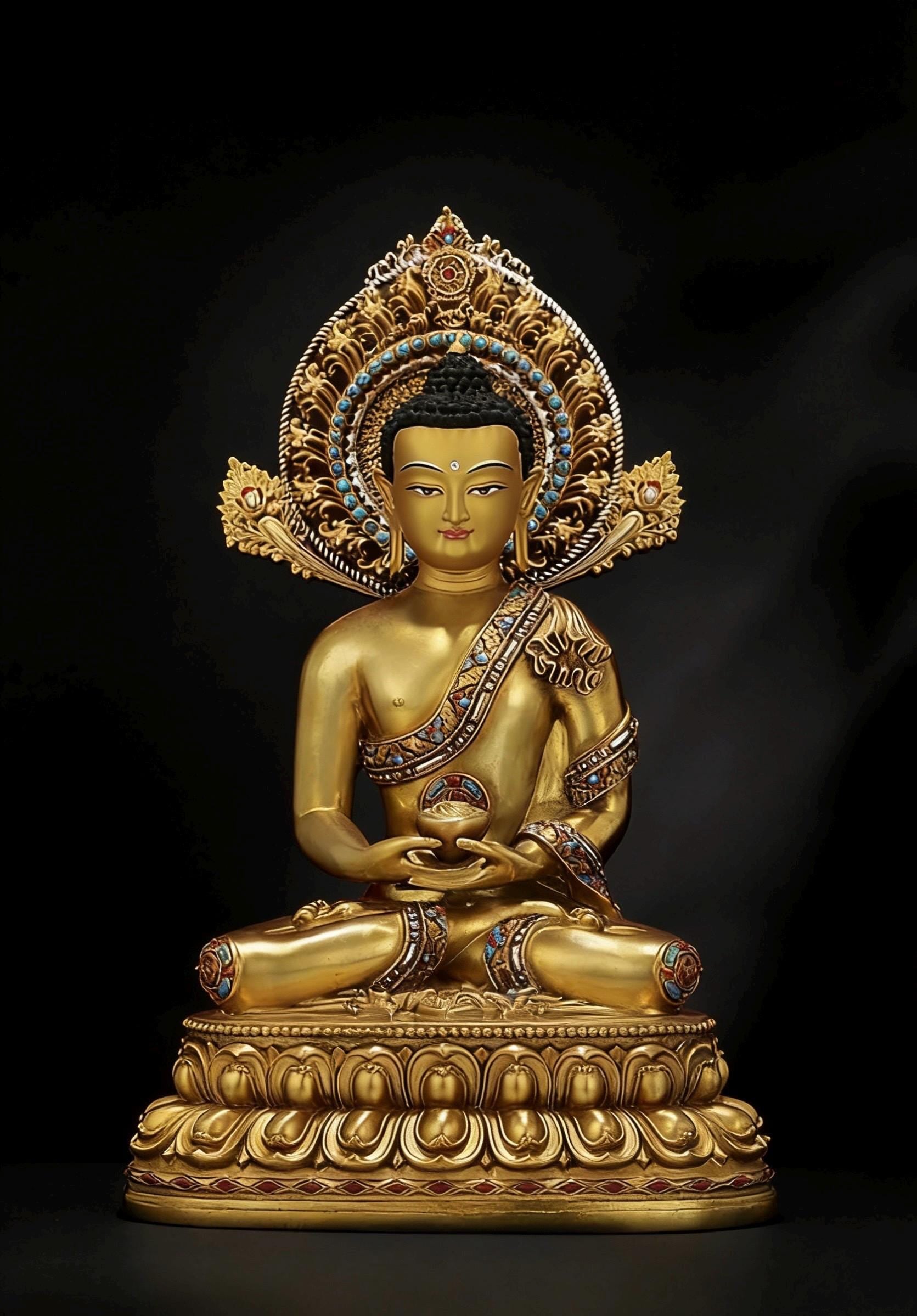 Amitabha Buddha Statue - Nepal Gilt Bronze Craft - Tibetan Buddhism Figurine, Handcrafted Medicine Buddha Ritual Decor, Spiritual Zen Gift