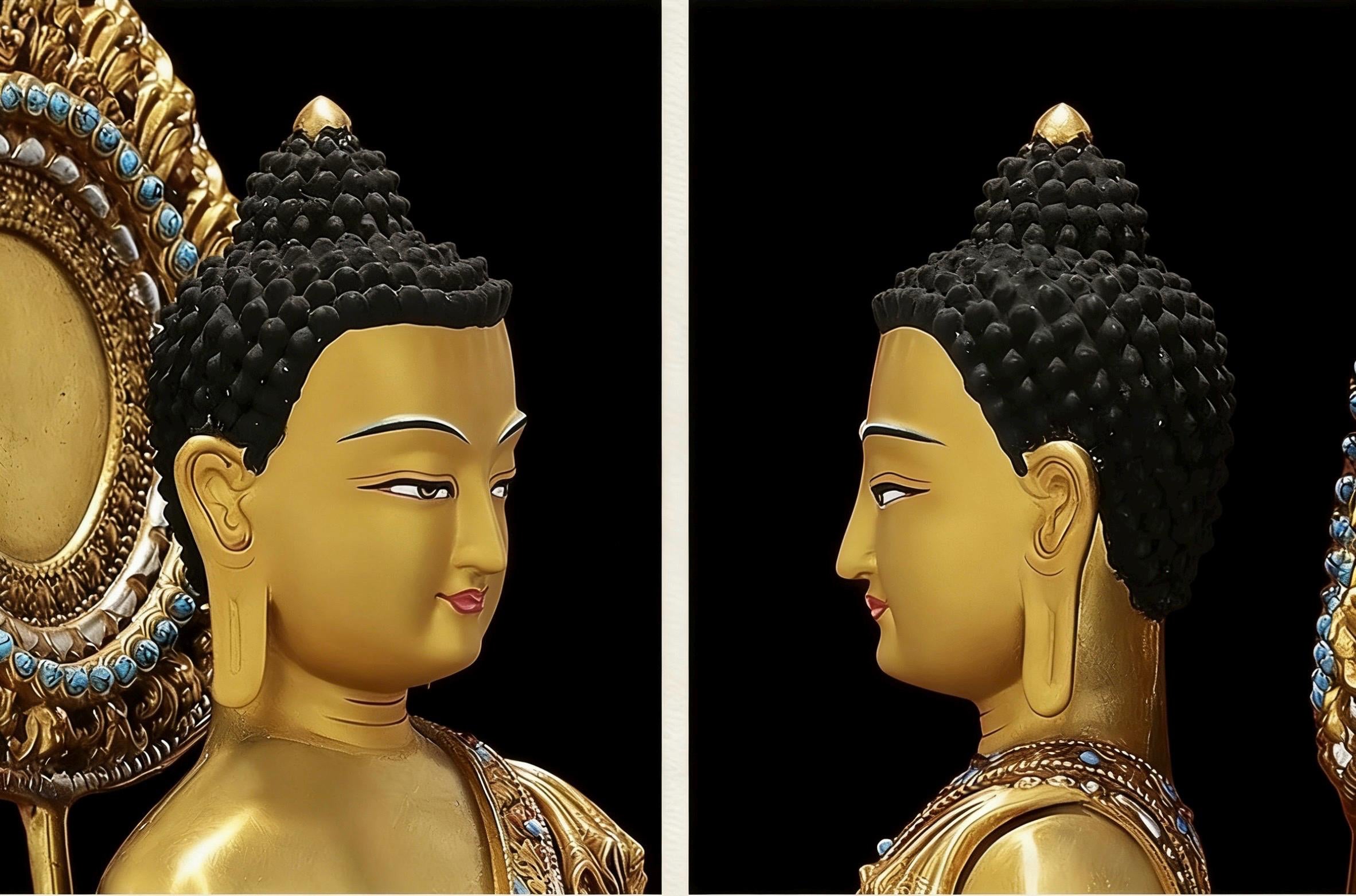 Amitabha Buddha Statue - Nepal Gilt Bronze Craft - Tibetan Buddhism Figurine, Handcrafted Medicine Buddha Ritual Decor, Spiritual Zen Gift