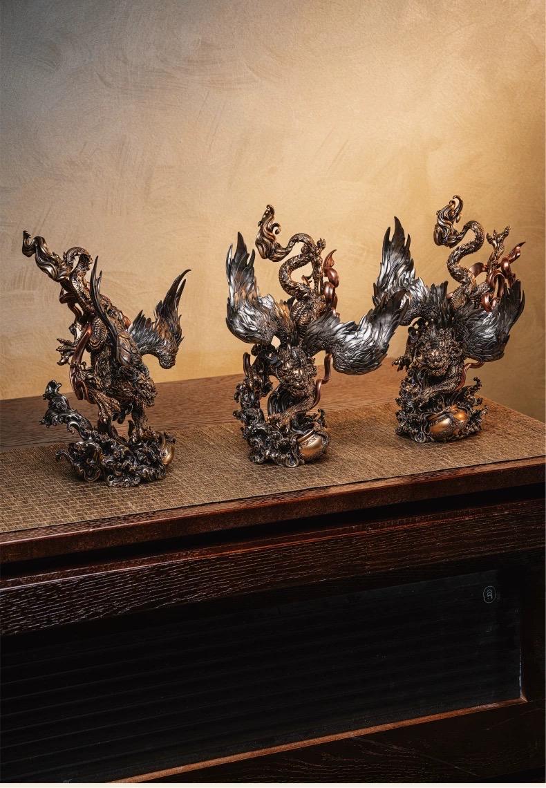 Brass Pi Xiu Figurine Feng Shui Wealth Guardian Statue, Chinese Auspicious Beast Sculpture for Office Desk Decor, Housewarming Business Gift