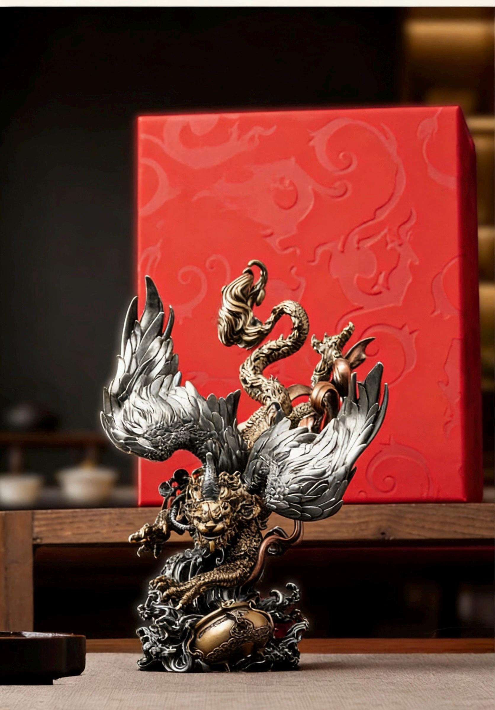 Brass Pi Xiu Figurine Feng Shui Wealth Guardian Statue, Chinese Auspicious Beast Sculpture for Office Desk Decor, Housewarming Business Gift