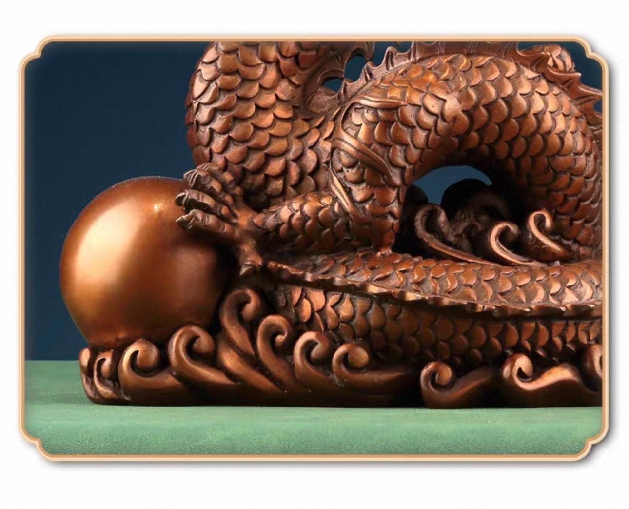 Handmade Pure Copper Dragon Statue - Chinese Bronze Jiao-Long Sculpture, Zen Home Office Decor, Feng Shui Figurine for Wealth & Protection