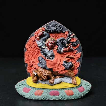 Tibetan Tsa Tsa Guru Dragpo Statue: Handmade Sacred Clay Amulet from Jonang Dzambala, Consecrated with Thousands of Holy Relics