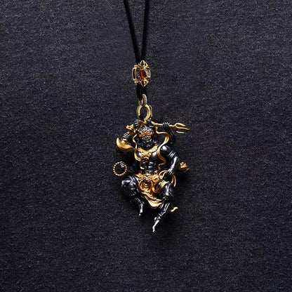 Six-Armed Mahakala Pendant, Original Design Gold Plated Buddhist Amulet, Tibetan Wrathful Deity Statue, Spiritual Gift, Dharma Jewelry Art