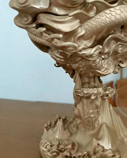 Large Dragon Incense Burner - Majestic Boshan Censer, Heavy Solid Copper, Sandalwood & Agarwood, Indoor Home Decor, Unique Chinese Art Gift