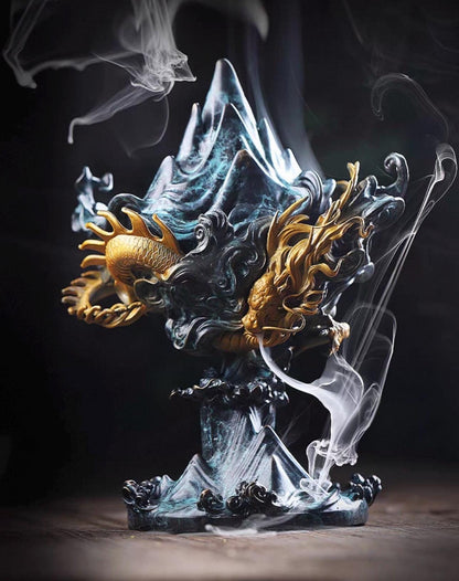 Large Dragon Incense Burner - Majestic Boshan Censer, Heavy Solid Copper, Sandalwood & Agarwood, Indoor Home Decor, Unique Chinese Art Gift