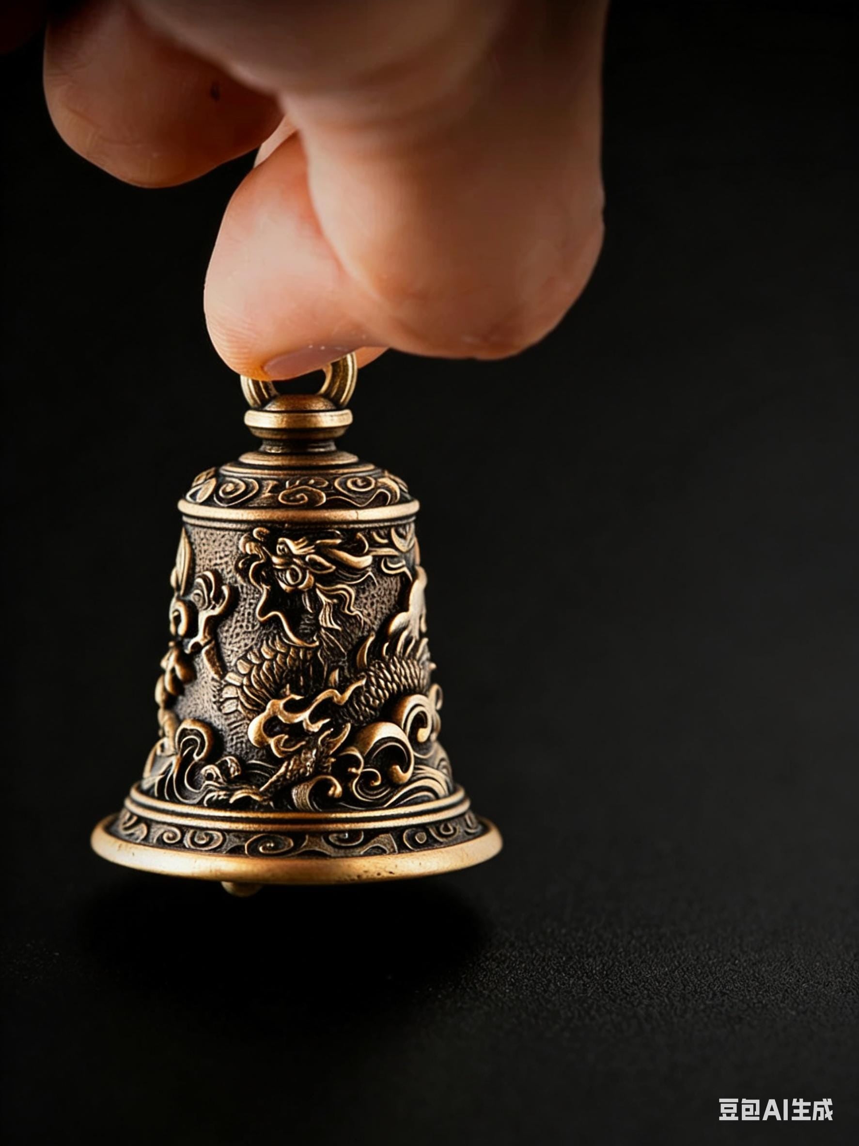 Brass Dragon Bell Pendant: Tibetan Buddhist Amulet Necklace