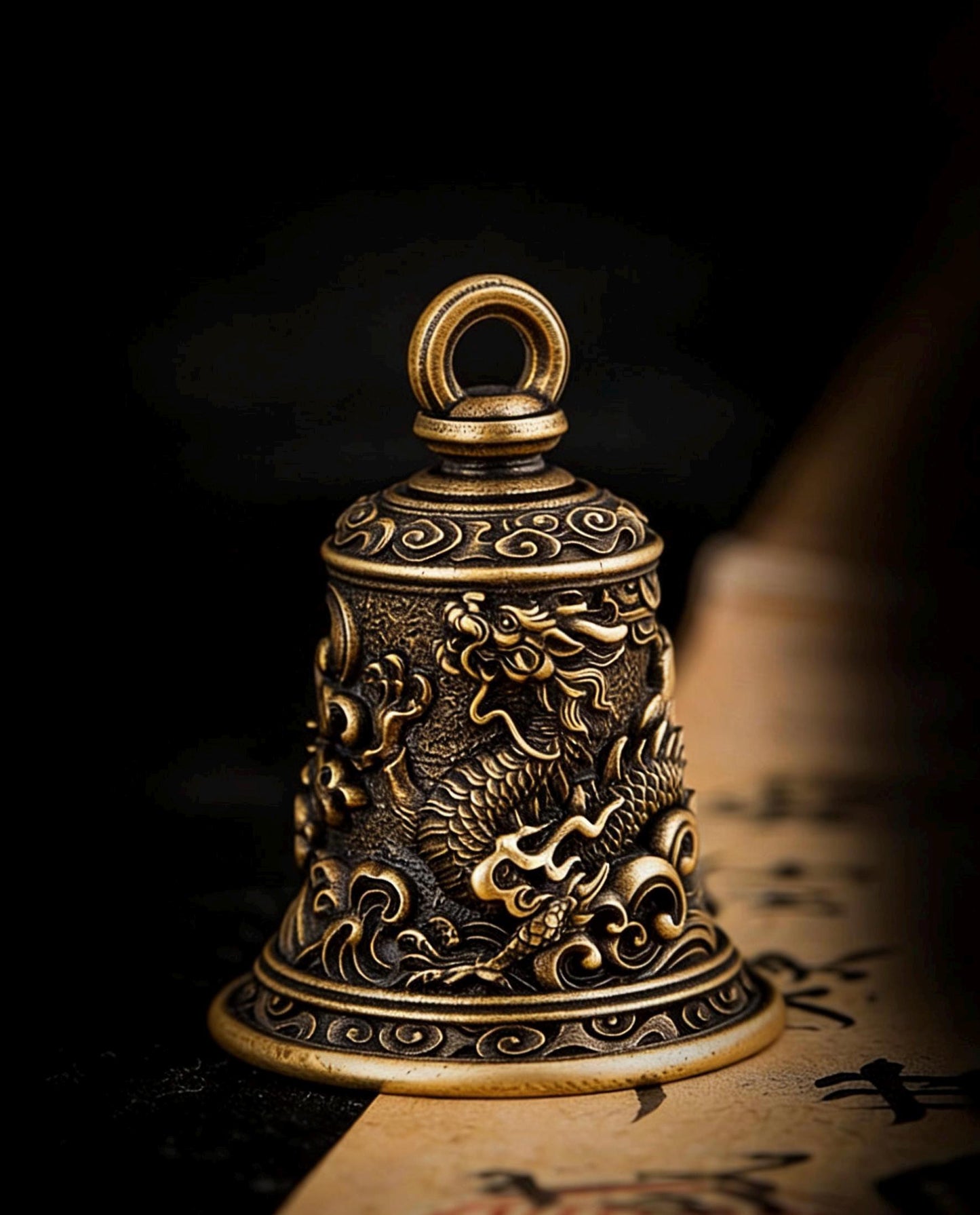Brass Dragon Bell Pendant: Tibetan Buddhist Amulet Necklace