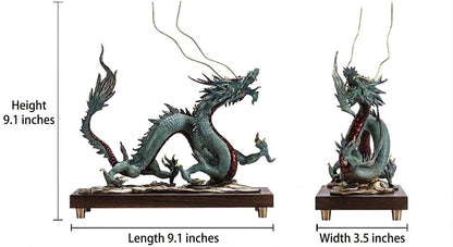 Brass Dragon Statue Feng Shui Decor, Chinese Dragon Figurine for Home Office, Housewarming Gift for Good Luck, Oriental Mythical Sculpture