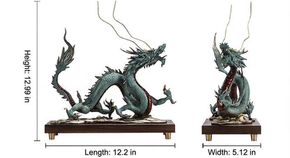 Brass Dragon Statue Feng Shui Decor, Chinese Dragon Figurine for Home Office, Housewarming Gift for Good Luck, Oriental Mythical Sculpture