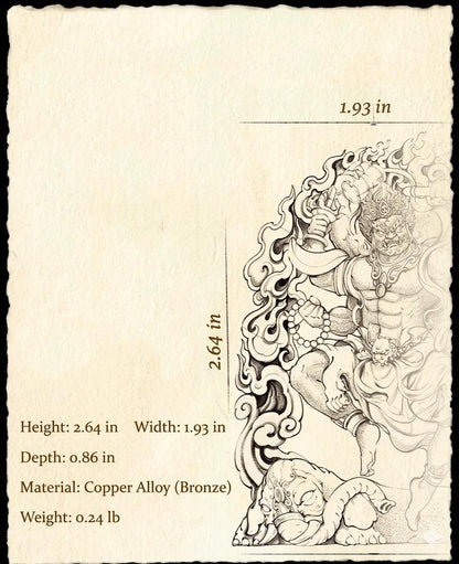 Six-Armed Mahakala Pendant, Original Design Gold Plated Buddhist Amulet, Tibetan Wrathful Deity Statue, Spiritual Gift, Dharma Jewelry Art