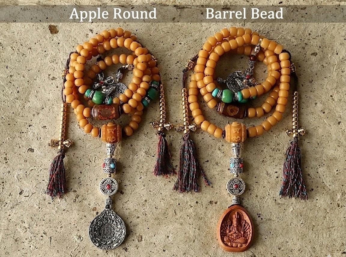 Handmade 108 Bodhi Root Mala Beads Necklace Tibetan Style Agate Bracelet Mens Women Buddhist Prayer Beads Original Weathered Bodhi Seeds