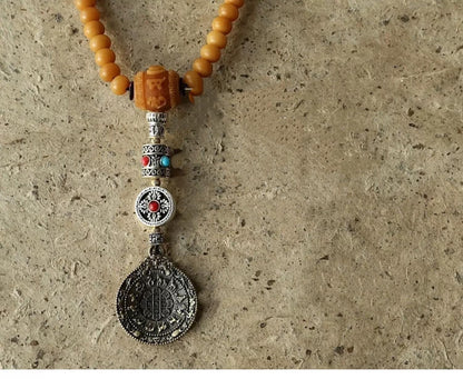 Handmade 108 Bodhi Root Mala Beads Necklace Tibetan Style Agate Bracelet Mens Women Buddhist Prayer Beads Original Weathered Bodhi Seeds