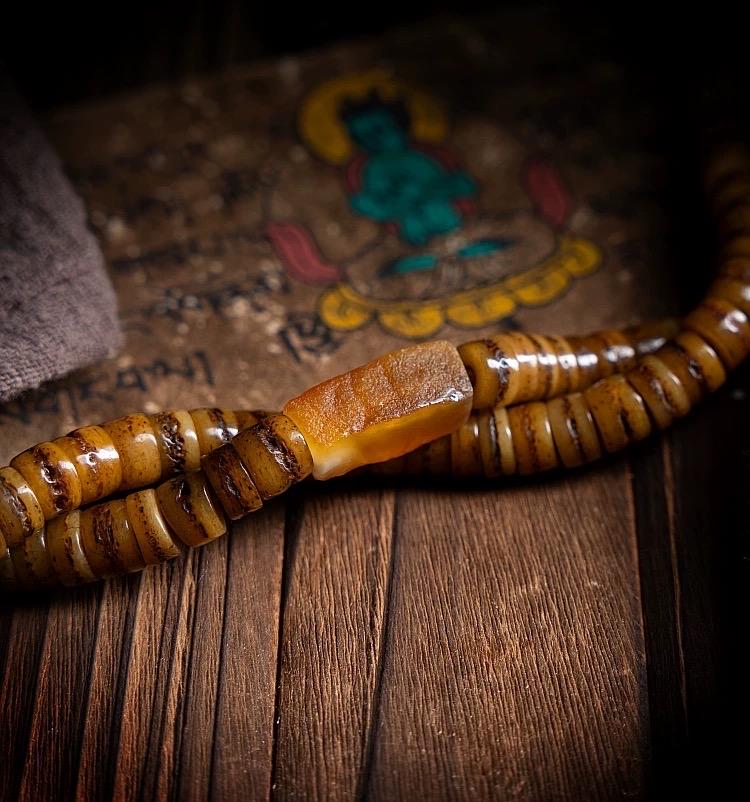Original Tibetan Yak Bone Prayer Beads, Old Material 108 Mala Beads, Handmade Distressed Buddha Bracelet, Meditation Rosary, Ethnic Jewelry